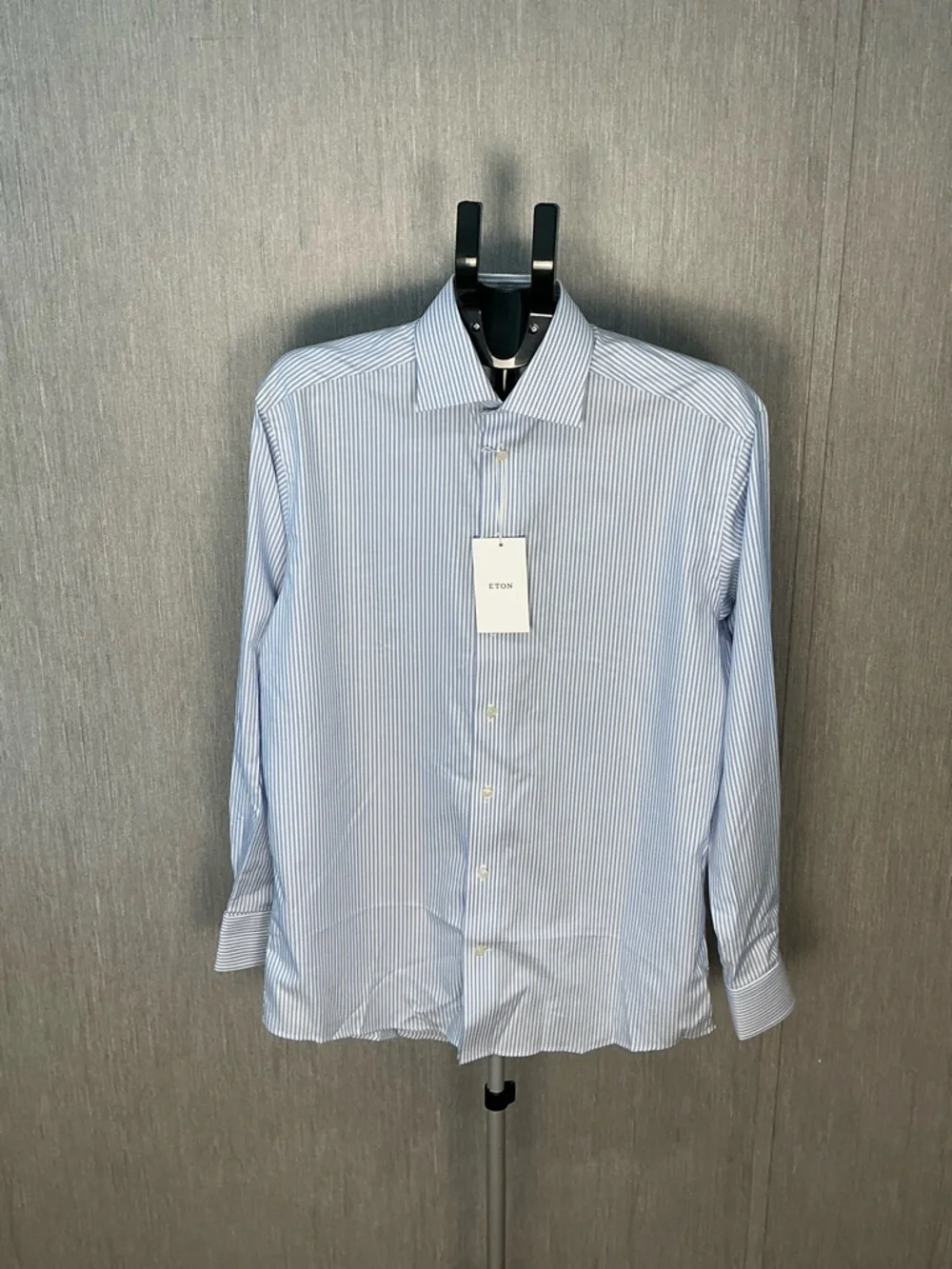 Eton Light Blue Fine-Stripe Men's Dress Shirt Neck Size 40/15 3/4 - Picture 15 of 16